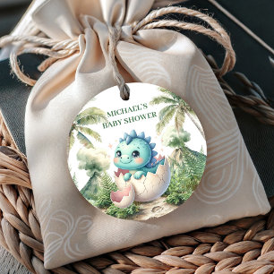 Adorable Hatching Soon Dino Baby Shower Favour Tag