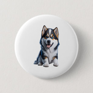 Adorable HD Alaskan Malamute Puppy Portrait - Embr 6 Cm Round Badge
