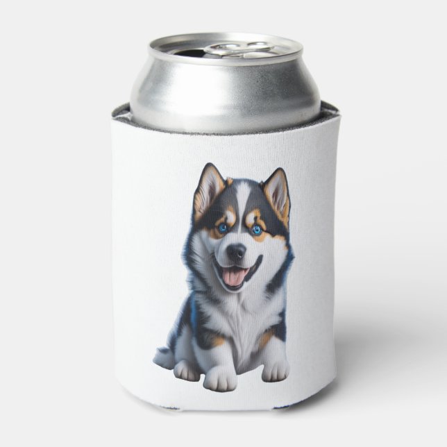Adorable HD Alaskan Malamute Puppy Portrait - Embr Can Cooler (Can Front)