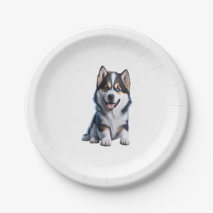 Adorable HD Alaskan Malamute Puppy Portrait - Embr Paper Plate