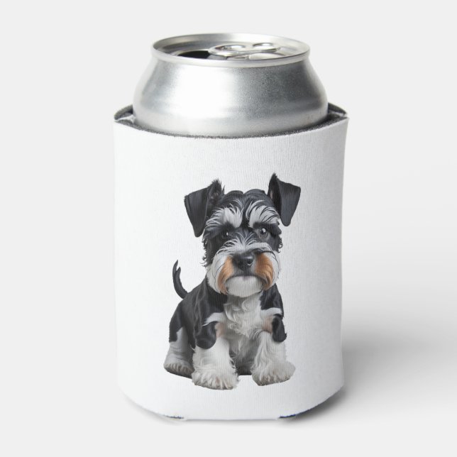 Adorable HD Miniature Schnauzer Puppy Portrait - E Can Cooler (Can Front)