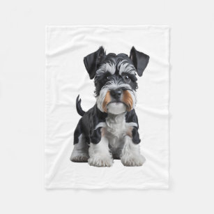 Adorable HD Miniature Schnauzer Puppy Portrait - E Fleece Blanket