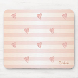 Adorable Hearts, Stripes -Personalised Mouse Pad