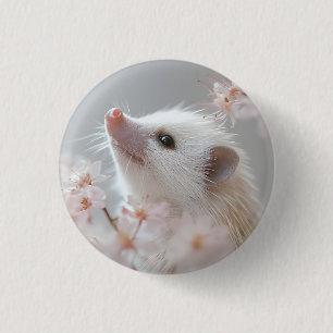 Adorable Hedgehog Among Spring Blossoms  3 Cm Round Badge