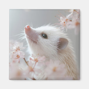 Adorable Hedgehog Among Spring Blossoms  Magnet