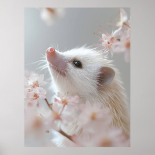 Adorable Hedgehog Among Spring Blossoms Poster