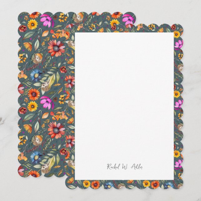 Adorable Hedgehog & Botanicals Custom Card (Front/Back)