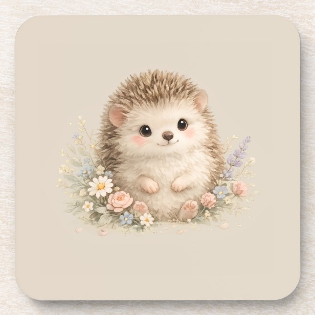 Adorable Hedgehog European Garden  Coaster (Front)