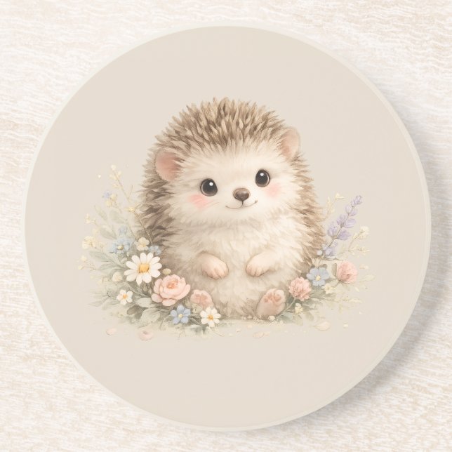Adorable Hedgehog European Garden  Coaster (Front)
