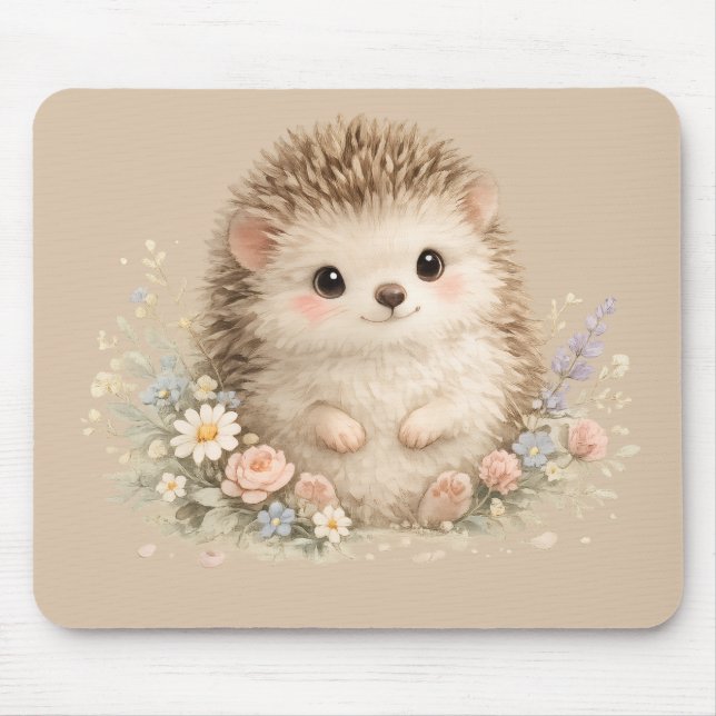 Adorable Hedgehog European Garden  Mouse Pad (Front)