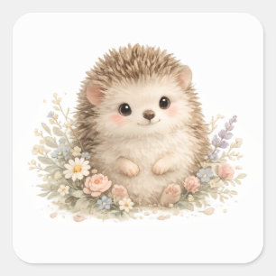 Adorable Hedgehog European Garden Square Sticker