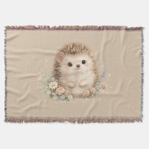 Adorable Hedgehog European Garden  Throw Blanket