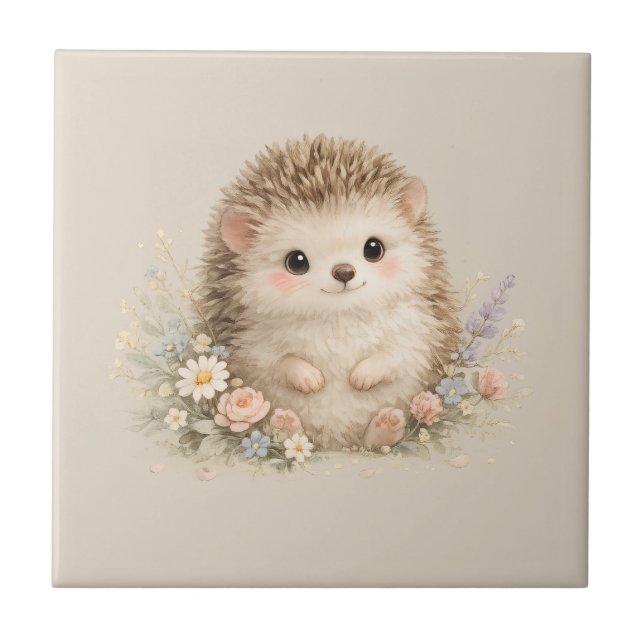 Adorable Hedgehog European Garden  Tile (Front)
