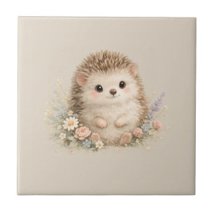 Adorable Hedgehog European Garden Tile