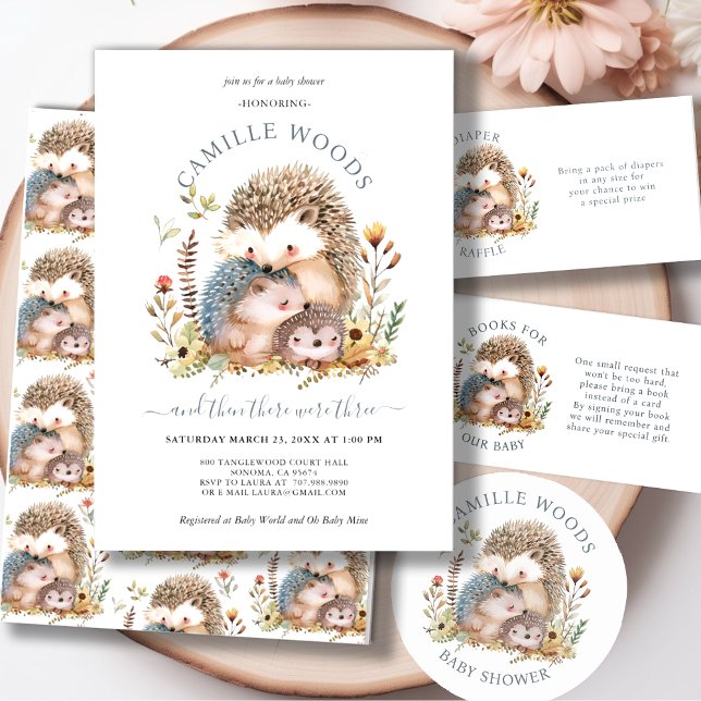 Adorable Hedgehog Family Baby Shower  Invitation (Creator Uploaded)