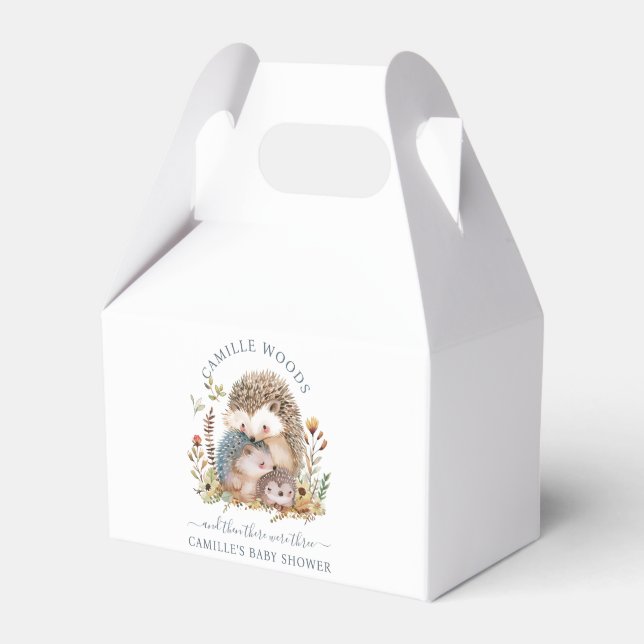 Adorable Hedgehog Family Baby Shower Welcome Favour Box (Front Side)