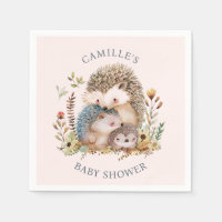 Adorable Hedgehog Family Pink Baby Shower