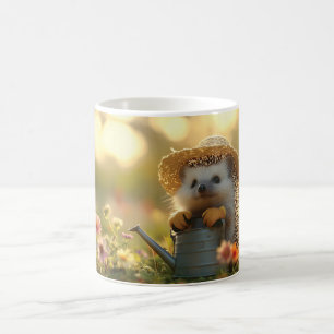 Adorable Hedgehog Gardener in a Flower Field Coffee Mug