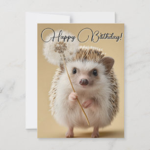Adorable Hedgehog Holding a Dandelion Postcard