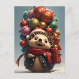 🎄 Adorable Hedgehog Holiday Magic ❄️ Winter Postcard