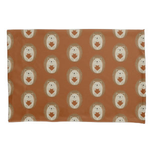 Adorable Hedgehog Hugging a Heart Pillowcase