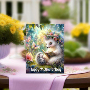 Adorable Hedgehog Mum And Baby Mother's Day  Card