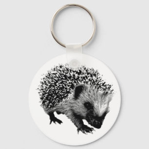 Adorable Hedgehog. Wildlife Digital Engraving Key Ring