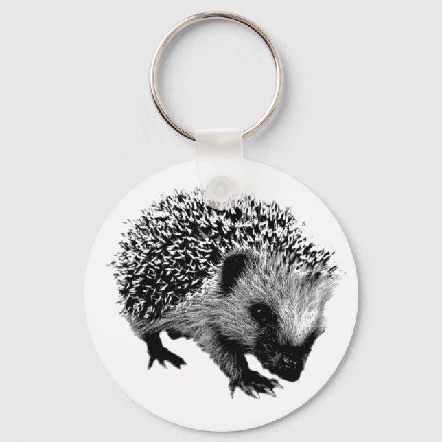 Adorable Hedgehog. Wildlife Digital Engraving Key Ring (Front)