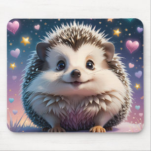 Adorable Hedgehog with stars and  hearts  Mouse Pad