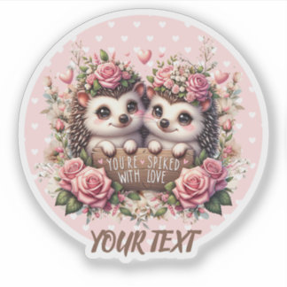Adorable hedgehogs in love Custom Sticker.