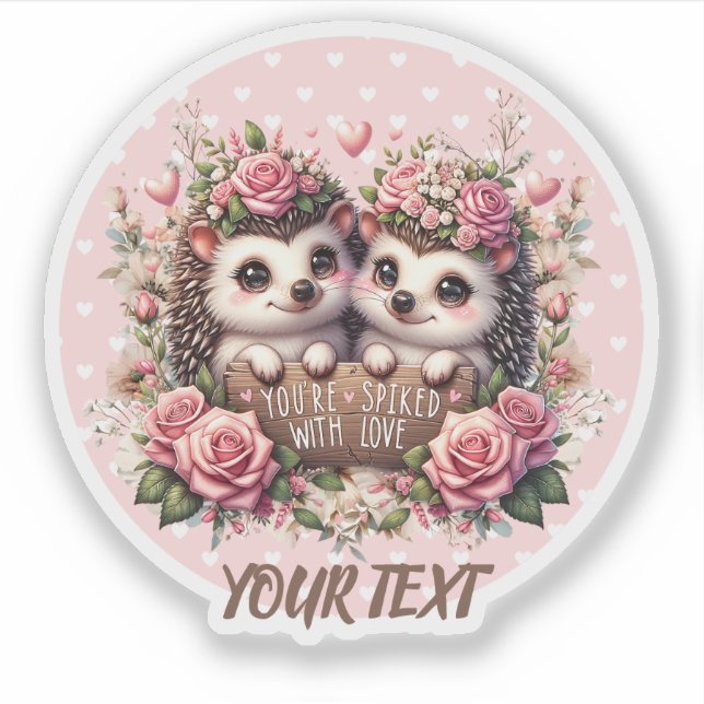 Adorable hedgehogs in love Custom Sticker. (Front)
