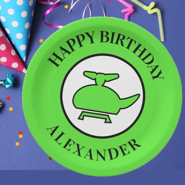 Adorable Helicopter Birthday  Paper Plate (Creator Uploaded)