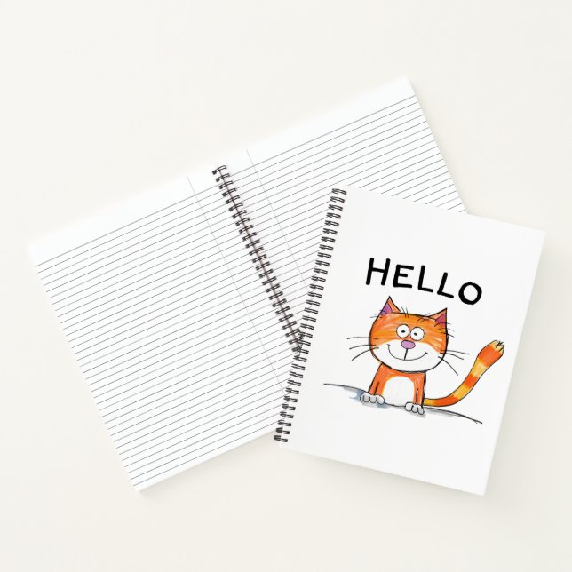 Adorable "Hello" Cat Notebook (Inside)