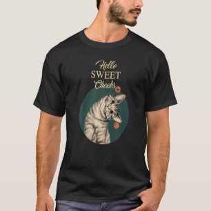 Adorable Hello Sweet Check Cat Tabby Kitten Sayin T-Shirt