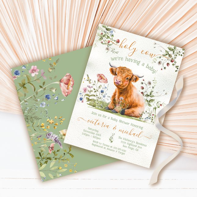 Adorable Highland Cow Baby Shower Invitation (Creator Uploaded)