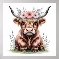 Adorable highland cow print.  