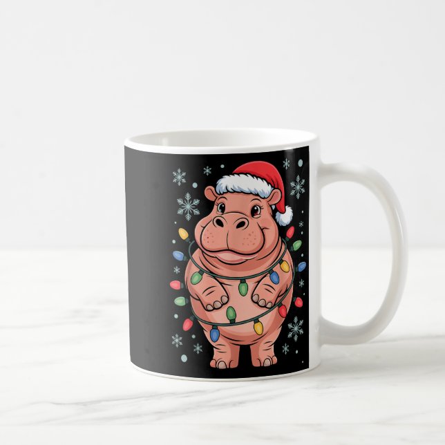 Adorable Hip Wrapped Christmas Light Santa Hat Win Coffee Mug (Right)