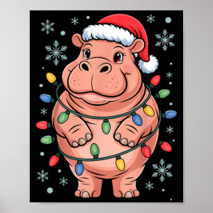 Adorable Hip Wrapped Christmas Light Santa Hat Win Poster