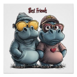 Adorable Hippo Best Friends Wall Art