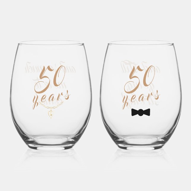Adorable His & Her Anniversary Stemless Wine Glass (Creator Uploaded)