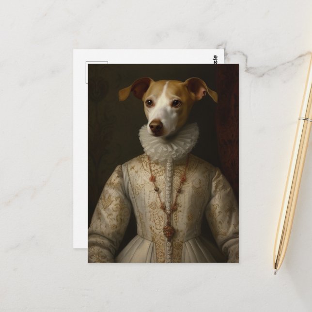 Adorable Historical Dog Portrait Postcard (Front/Back In Situ)