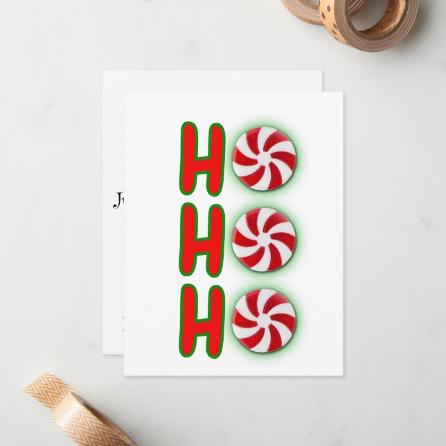 Adorable Ho Ho Ho Christmas Note Card (Front/Back In Situ)