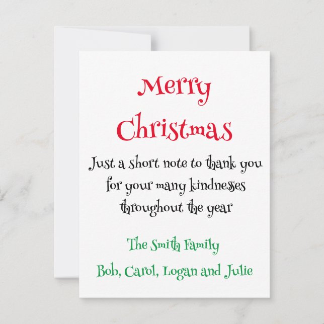 Adorable Ho Ho Ho Christmas Note Card (Back)