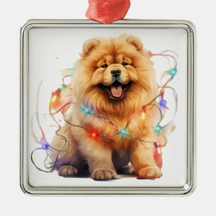 ADORABLE HOLIDAY CHRISTMAS CHOW CHOW DOG METAL TREE DECORATION