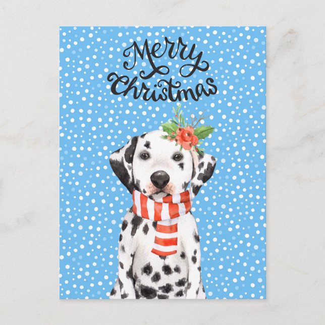 Adorable Holiday Dalmatian Puppy Holidays Postcard (Front)