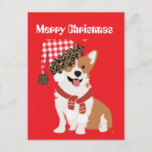 Adorable Holiday Puppy Wearing Christmas Santa Hat Postcard