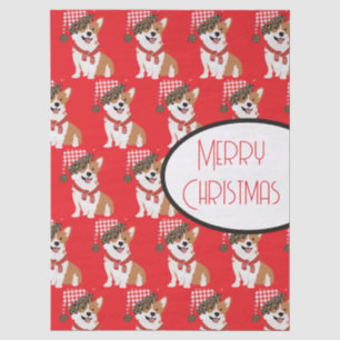 Adorable Holiday Puppy Wearing Christmas Santa Hat Tissue Paper