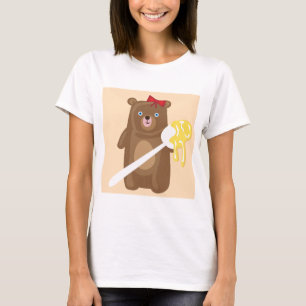 Adorable Honey Bear with Spoon And Red Bow T-Shirt
