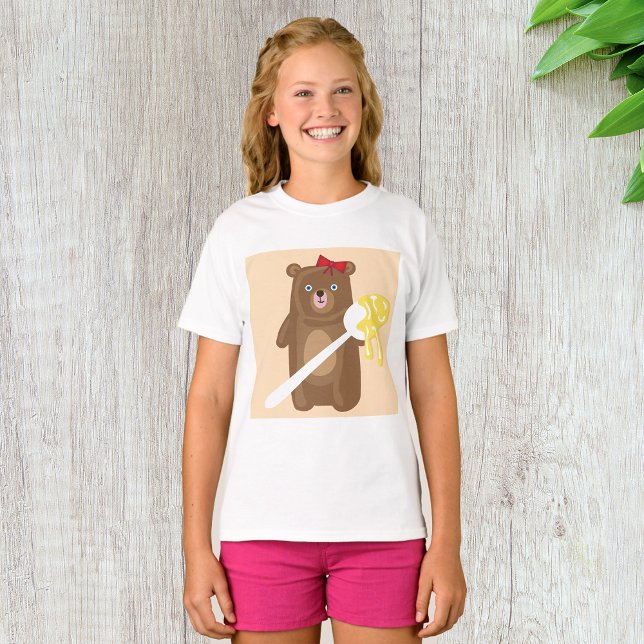 Adorable Honey Bear with Spoon And Red Bow  T-Shirt (Creator Uploaded)
