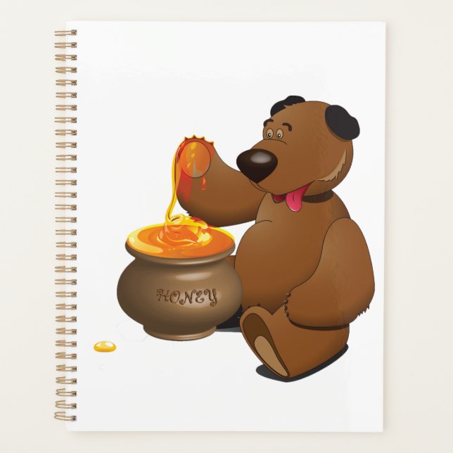 Adorable Honey Loving Bear with Honey Pot  Planner (Front)